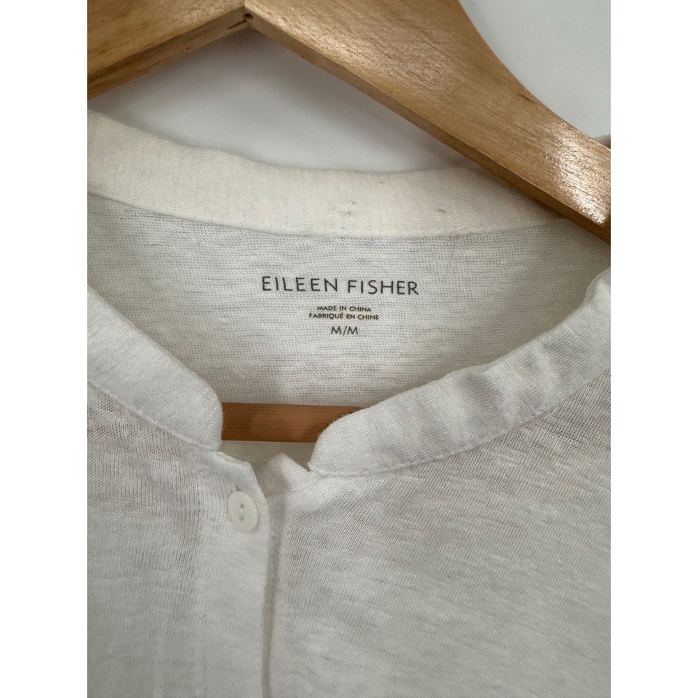 Eileen Fisher 100% Organic Linen Top Womens M Natural Minimalist Breathable - Picture 3 of 6
